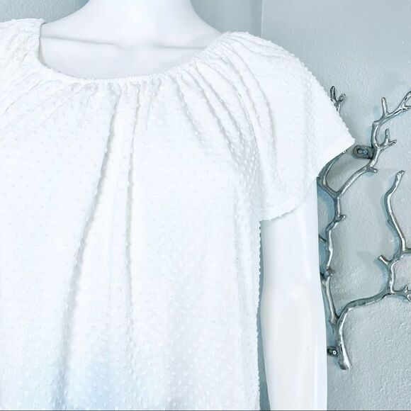 NWT W5 Flowy Swiss Dot Blouse Scoop Neck White Small - Picture 2 of 9
